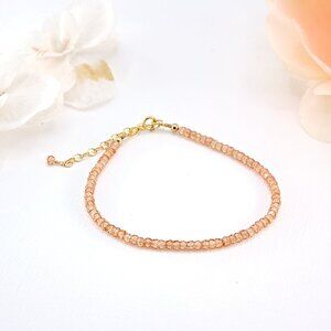 Dainty Champagne Zircon Gemstone Bracelet, 14k Gold Filled, Perfect for Gifting